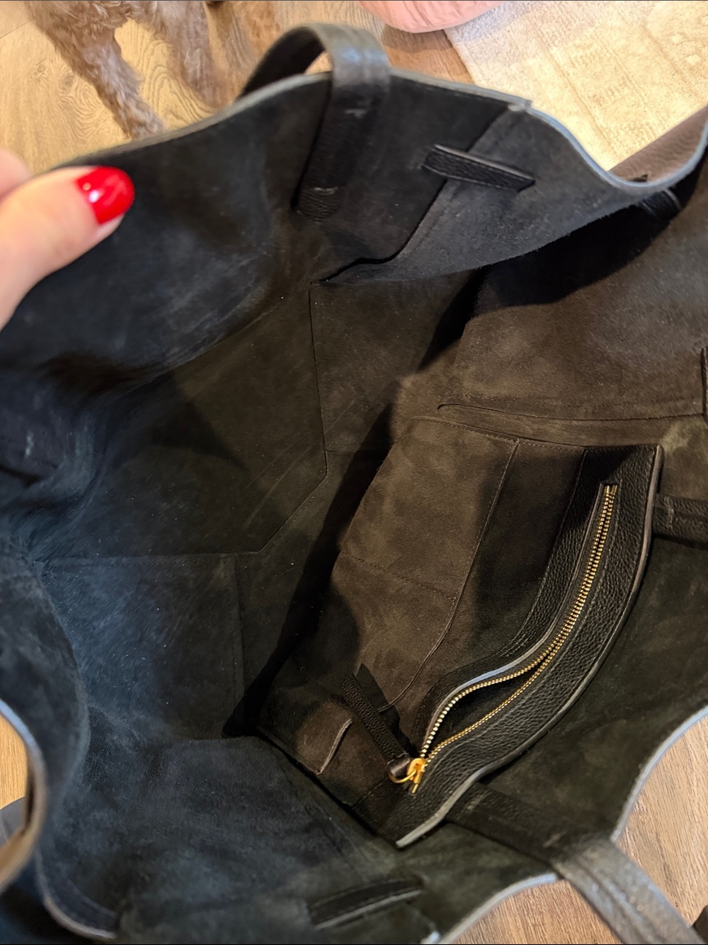 Celine Black Pebbled Leather Tote with Front Tie - Picture 3 of 4
